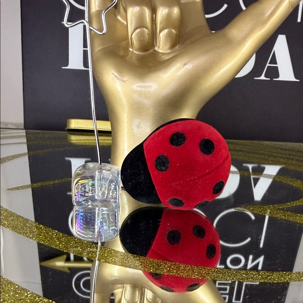 Gold-Plated Ladybug Pendant Necklace in Red and Black - Picture 5 of 5